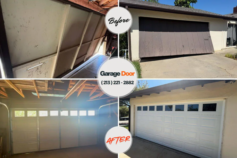 Before and after: garage door repair Glencoe, FL